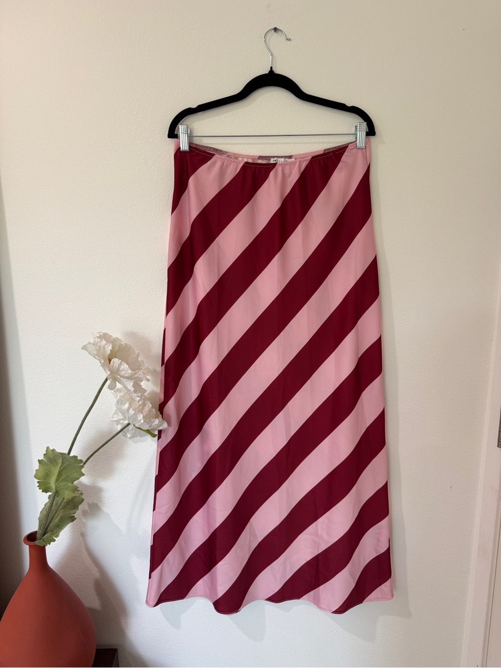ASOS Pink and Burgundy Diagonal Midi Skirt